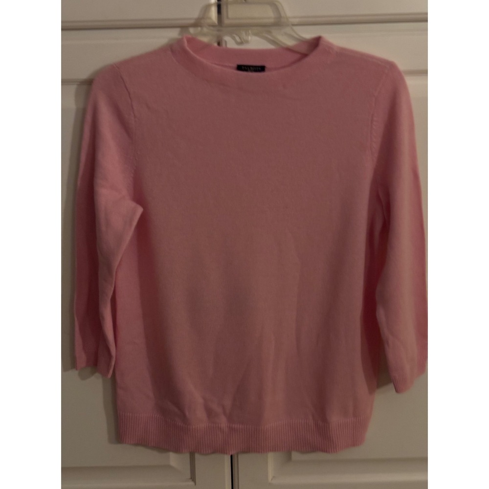 Talbots Petites Pink 100% Pure Cashmere Crewneck Sweater 3/4 Sleeve MP